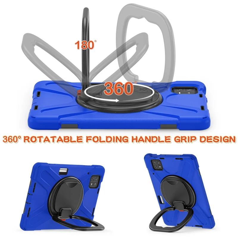For Xiaomi Pad 6 PC+ Silicone Tablet Case Rotating Kickstand Cover - Blue+Black