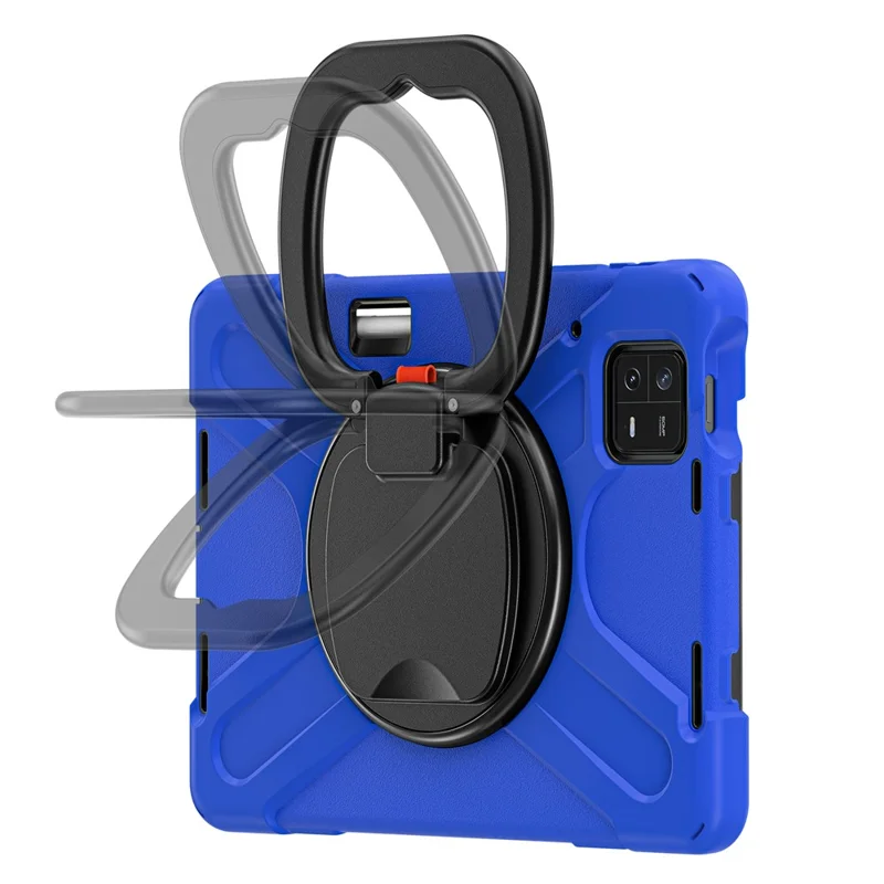 For Xiaomi Pad 6 PC+ Silicone Tablet Case Rotating Kickstand Cover - Blue+Black