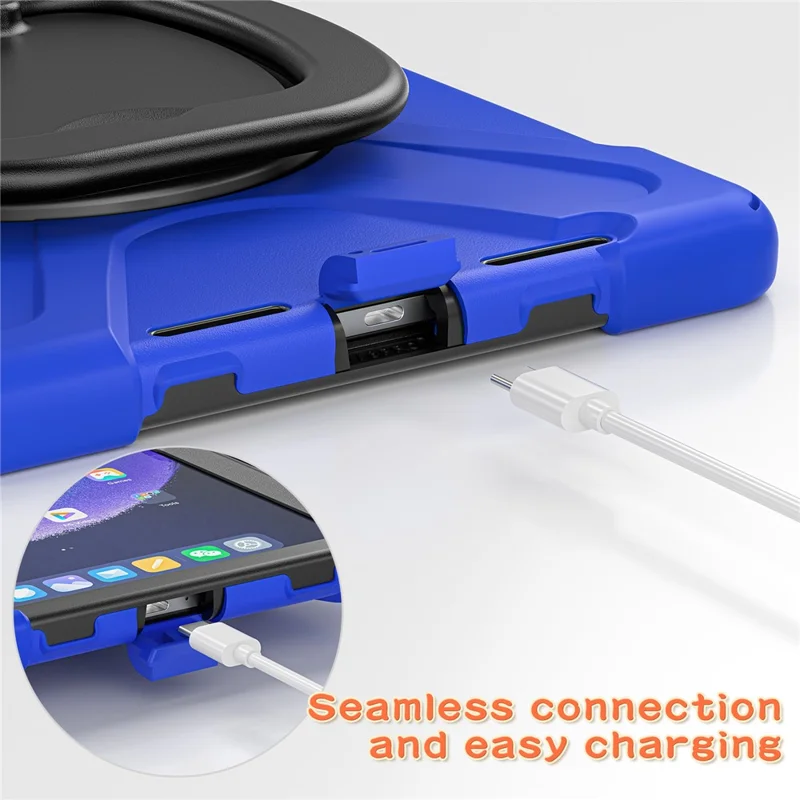 For Xiaomi Pad 6 PC+ Silicone Tablet Case Rotating Kickstand Cover - Blue+Black