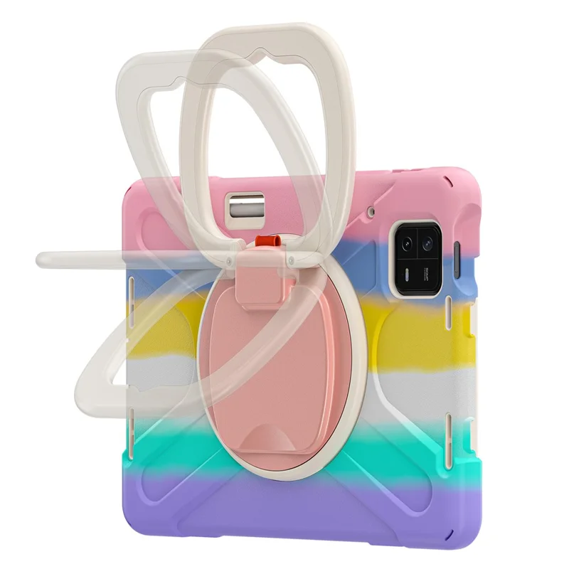 Pour Xiaomi Pad 6 PC + Étui en silicone pour tablette Kickstand Rotating Cover - Colorful Pink