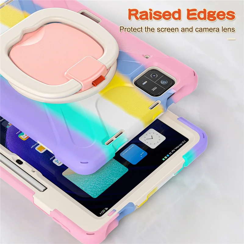 Pour Xiaomi Pad 6 PC + Étui en silicone pour tablette Kickstand Rotating Cover - Colorful Pink