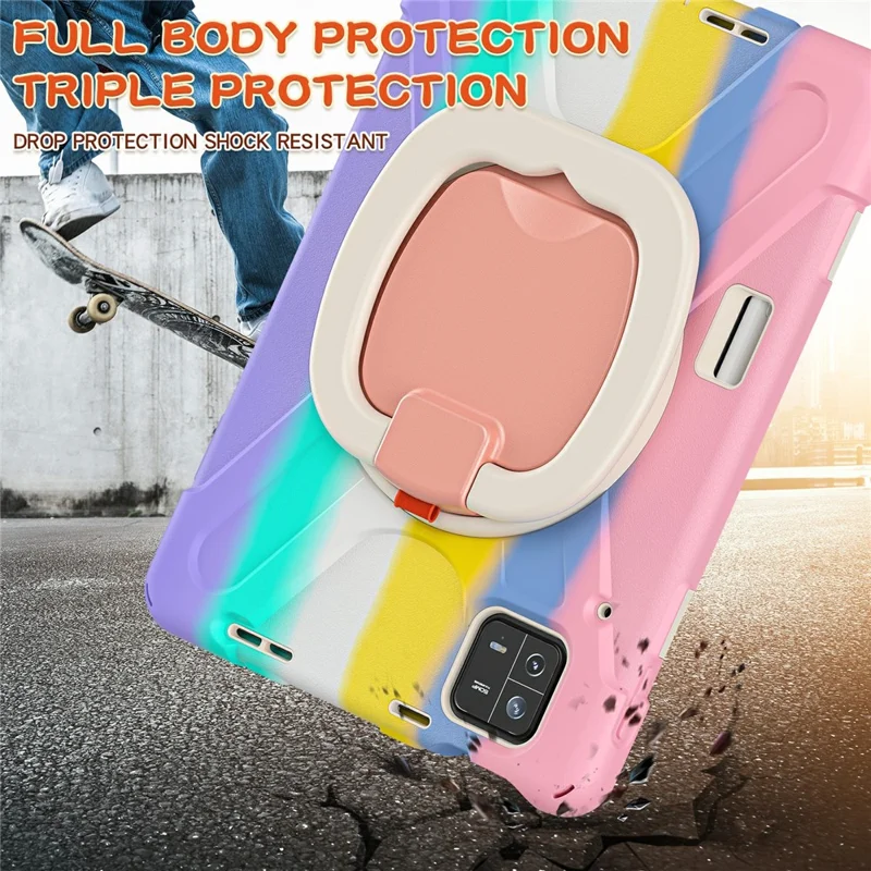 Pour Xiaomi Pad 6 PC + Étui en silicone pour tablette Kickstand Rotating Cover - Colorful Pink