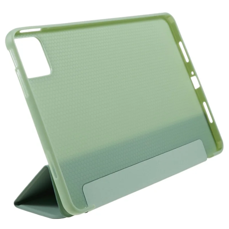 Für Xiaomi Pad 6 / Pad 6 Pro Tri-fold Stand Tablet Case PU Leder Wabenmuster Automatisches Aufwachen / Schlafendes Smart Cover - Hellgrün