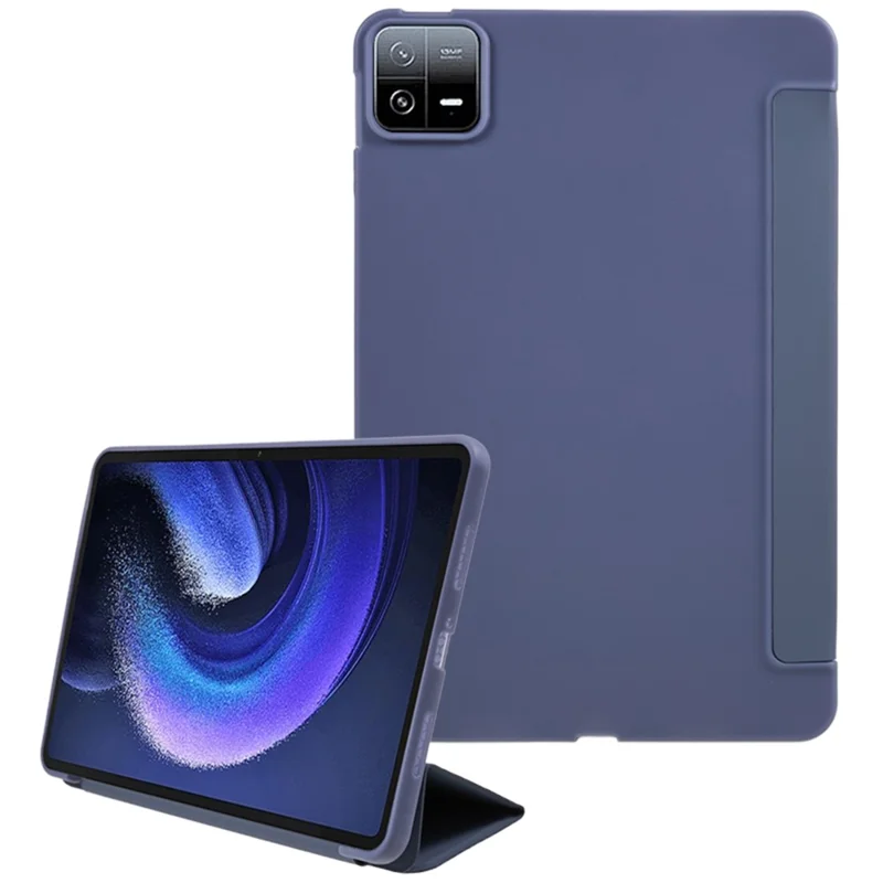 For Xiaomi Pad 6 / Pad 6 Pro Tri-fold Stand Tablet Case PU Leather Honeycomb Texture Auto Wake / Sleep Smart Cover - Purple