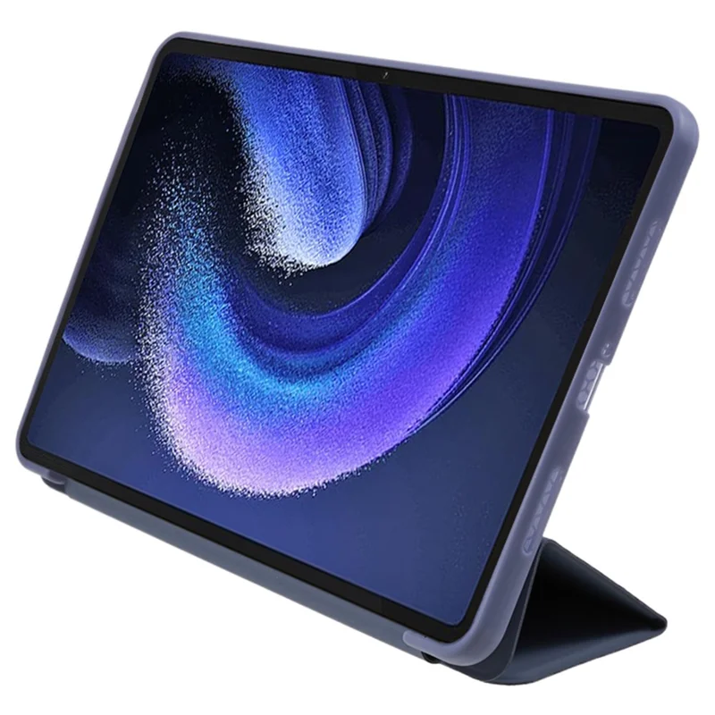 For Xiaomi Pad 6 / Pad 6 Pro Tri-fold Stand Tablet Case PU Leather Honeycomb Texture Auto Wake / Sleep Smart Cover - Purple