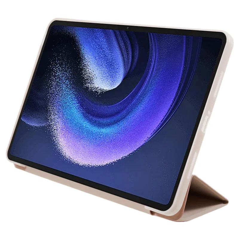 Para Xiaomi Pad 6 / Pad 6 Pro Capa Protetora Tri-fold Stand Tablet Caso de Couro PU Textura Honeycomb Auto Wake / Sleep Smart Cover - Rosa