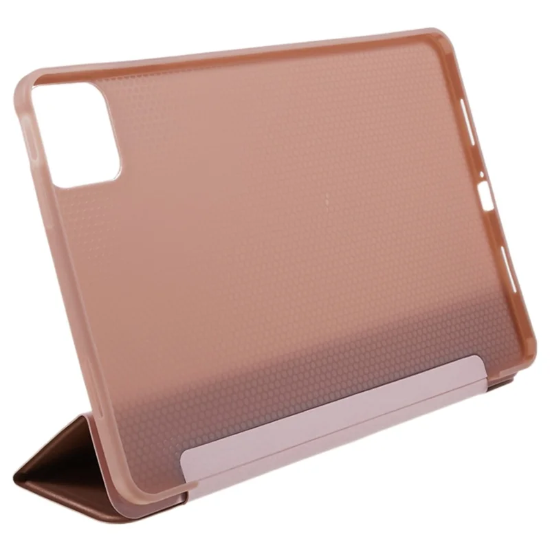 For Xiaomi Pad 6 / Pad 6 Pro Tri-fold Stand Tablet Case PU Leather Honeycomb Texture Auto Wake / Sleep Smart Cover - Rose Gold