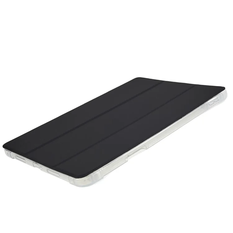 Para Xiaomi Pad 6 / Pad 6 Pro, estuche de tableta con soporte de tríptico de PU, funda trasera transparente y funda inteligente con soporte para lápiz - Negro
