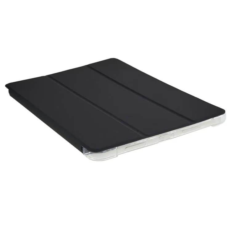 Para Xiaomi Pad 6 / Pad 6 Pro, estuche de tableta con soporte de tríptico de PU, funda trasera transparente y funda inteligente con soporte para lápiz - Negro