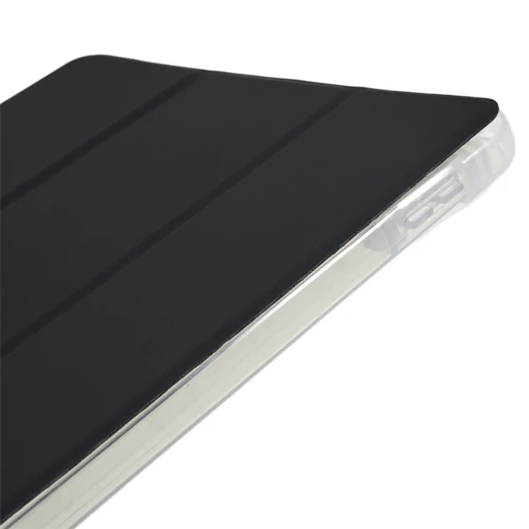 Para Xiaomi Pad 6 / Pad 6 Pro, estuche de tableta con soporte de tríptico de PU, funda trasera transparente y funda inteligente con soporte para lápiz - Negro