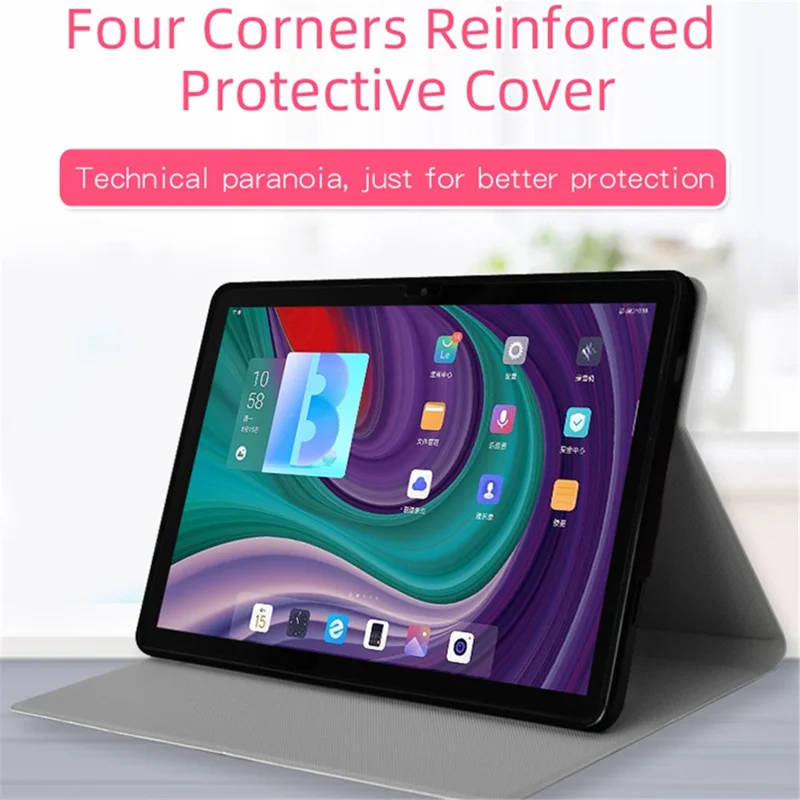 For Blackview Tab 12 Business PU Leather Tablet Cover Shockproof Stand Folio Case - Black