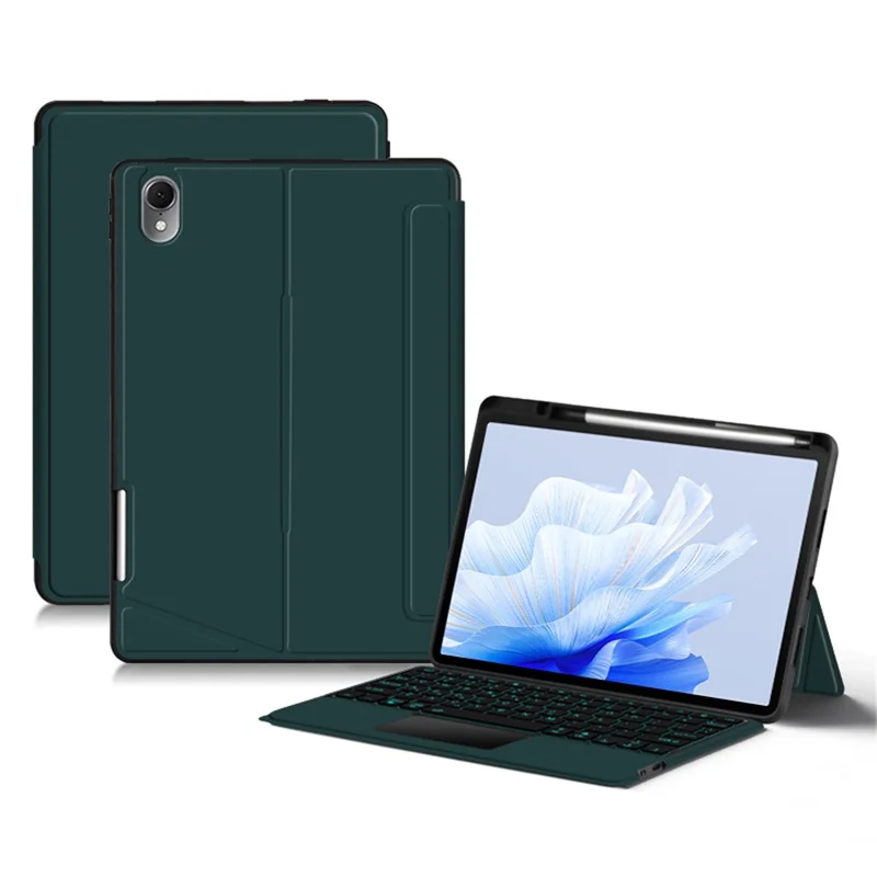 For Huawei MatePad Air 11.5 inch (2023) Leather Case + Bluetooth-compatible Keyboard with Backlight Trackpad - Green