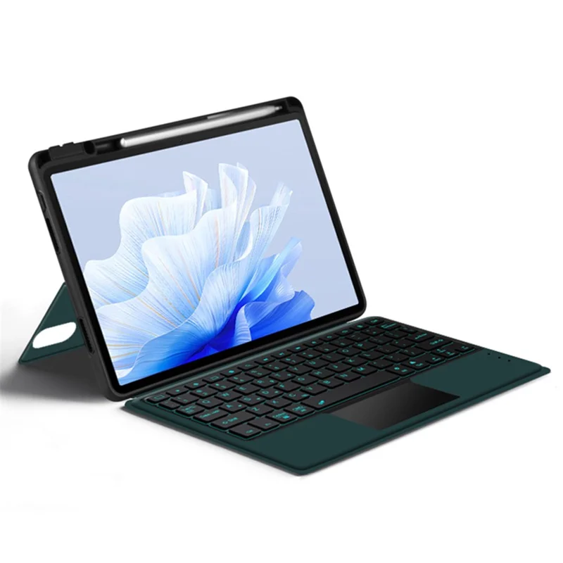 For Huawei MatePad Air 11.5 inch (2023) Leather Case + Bluetooth-compatible Keyboard with Backlight Trackpad - Green