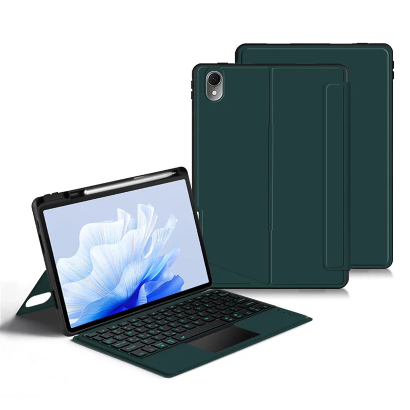 For Huawei MatePad Air 11.5 inch (2023) Leather Case + Bluetooth-compatible Keyboard with Backlight Trackpad - Green