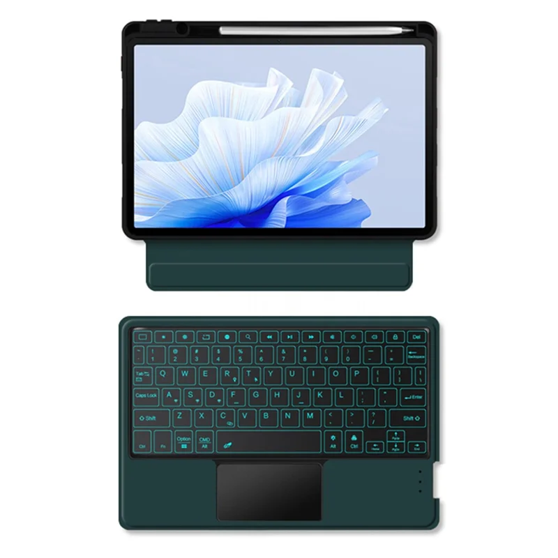 For Huawei MatePad Air 11.5 inch (2023) Leather Case + Bluetooth-compatible Keyboard with Backlight Trackpad - Green