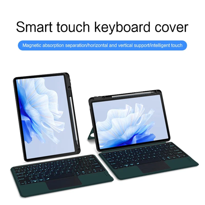 For Huawei MatePad Air 11.5 inch (2023) Leather Case + Bluetooth-compatible Keyboard with Backlight Trackpad - Green