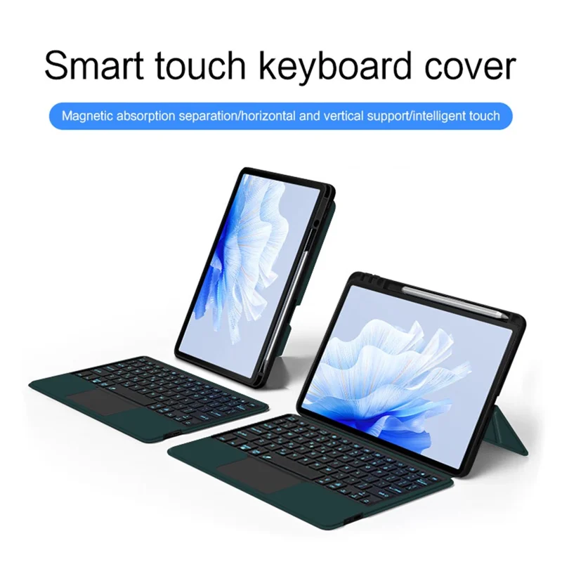 For Huawei MatePad Air 11.5 inch (2023) Leather Case + Bluetooth-compatible Keyboard with Backlight Trackpad - Green