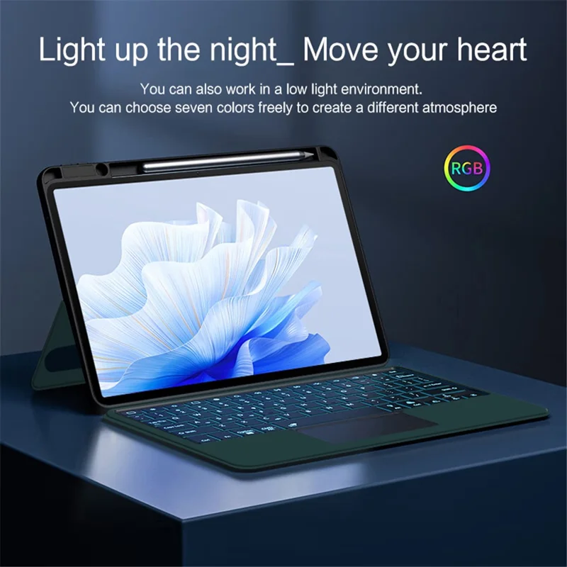 For Huawei MatePad Air 11.5 inch (2023) Leather Case + Bluetooth-compatible Keyboard with Backlight Trackpad - Green