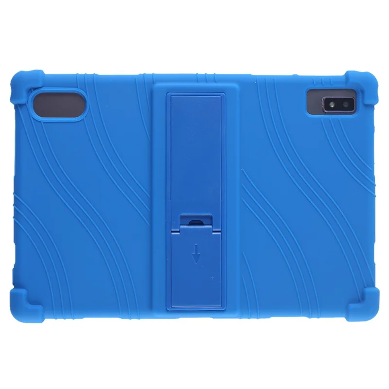 Tabletbeskyttelse til Blackview Tab 12 stødfast silikone+PC beskyttelsesdæksel med foldbar stativ - mørkeblå