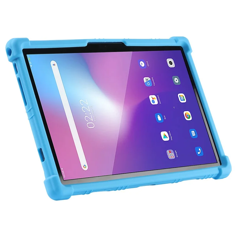 Tabletbeskyttelse til Blackview Tab 12 stødfast silikone+PC beskyttelsesdæksel med foldbar stativ - mørkeblå