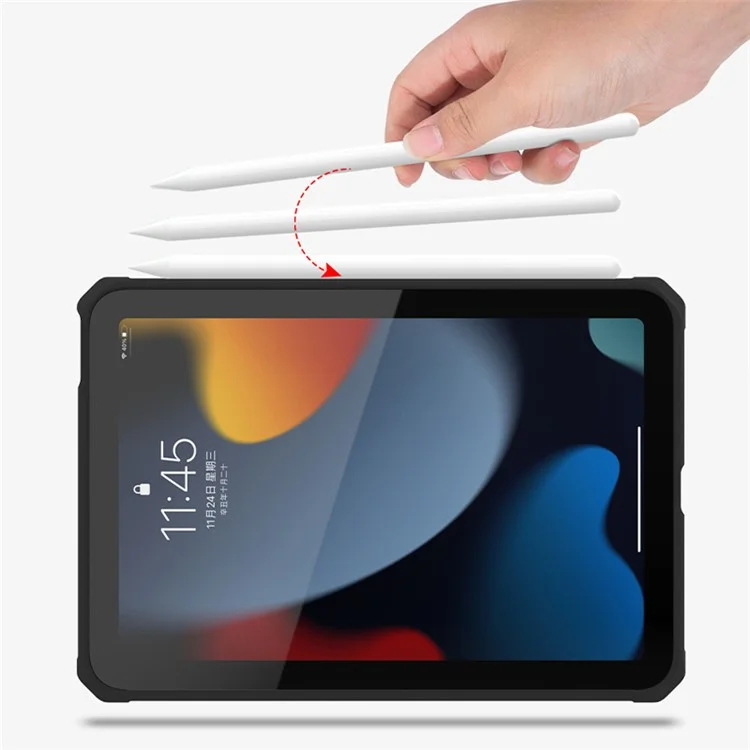 Für iPad 10.2 (2021) / (2019) / (2020) TPU+PC Tablet-Hülle mit Air Cushion, Schutzhülle mit Ständer und Stifthalter