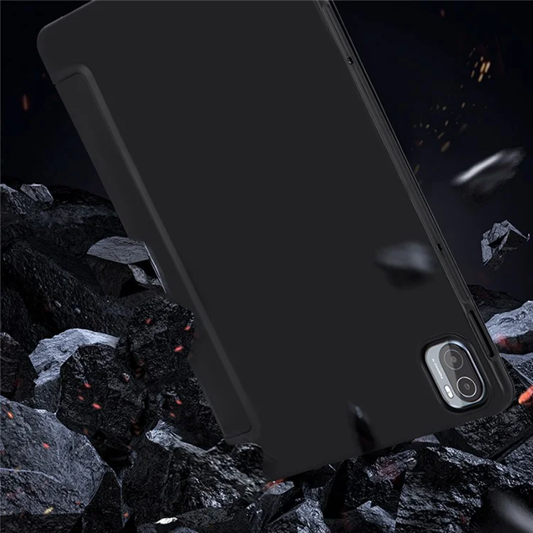 Para Xiaomi Pad 5 / Pad 5 Pro Capa de Tablet com Suporte Tridobrável, Capa de Couro PU com TPU Interno, Função Automática de Despertar/Dormir - Preto