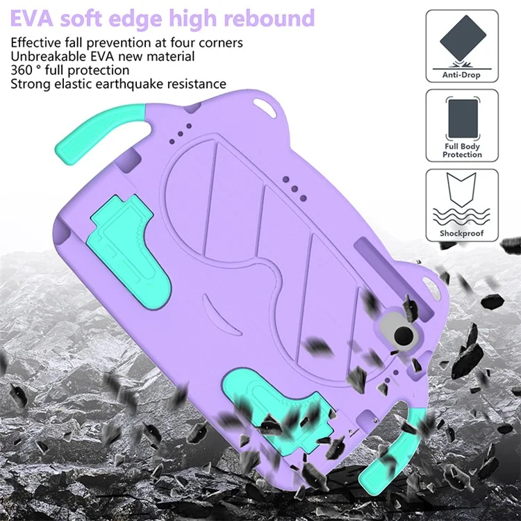 Case de Tablette Pour Samsung Galaxy Tab A8 10.5 (2021) / (2022) / Tab S6 Lite / Tab S6 Lite (2022) Kickstand Eva + pc Cover - Purple Léger + Green à la Menthe