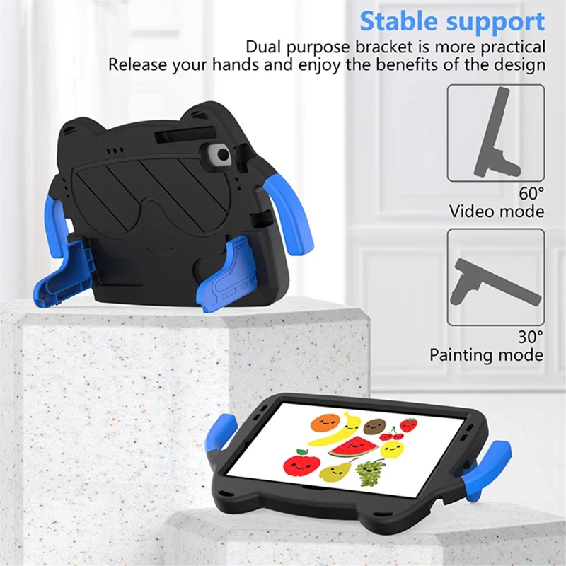 Tablet Case for Samsung Galaxy Tab A8 10.5 (2021) / (2022) Kickstand EVA+PC Cover - Black+Blue