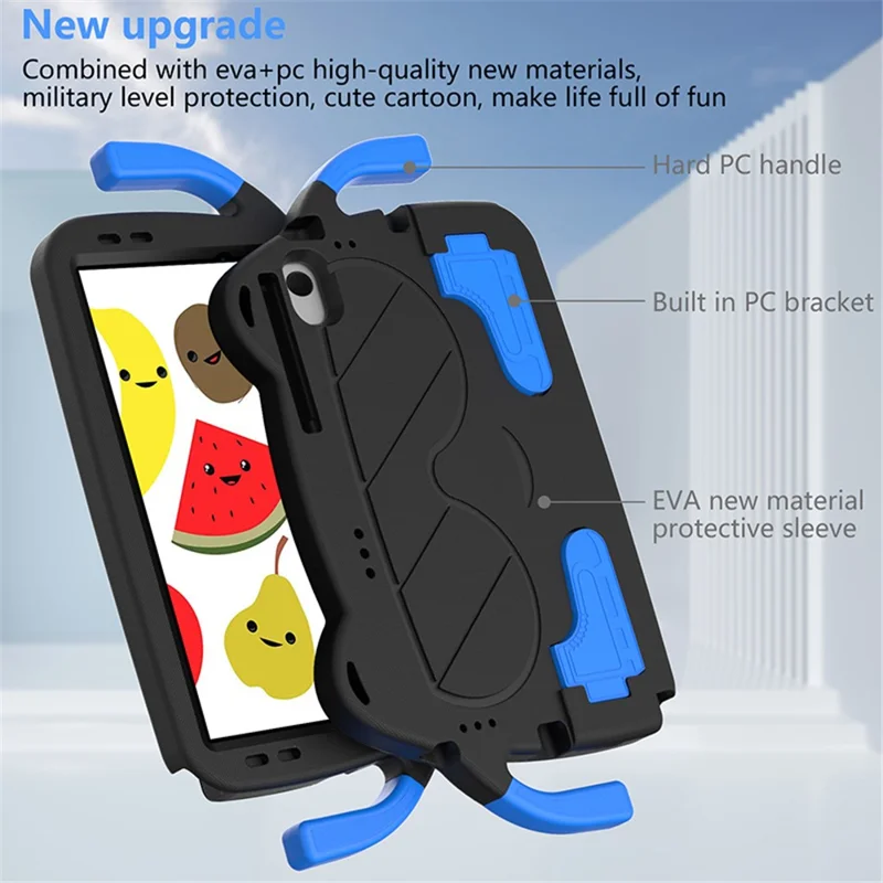 Tablet Case for Samsung Galaxy Tab A8 10.5 (2021) / (2022) Kickstand EVA+PC Cover - Black+Blue