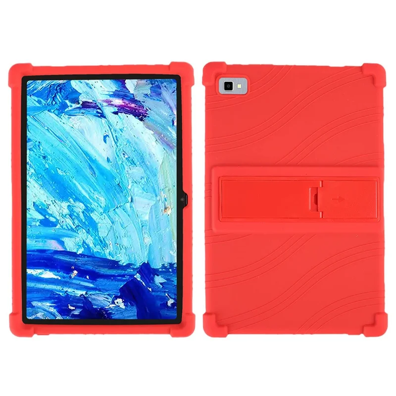 Tablet Case for Blackview Tab 8E 10.1" Silicone+PC Drop Resistant Protective Cover with Kickstand - Red