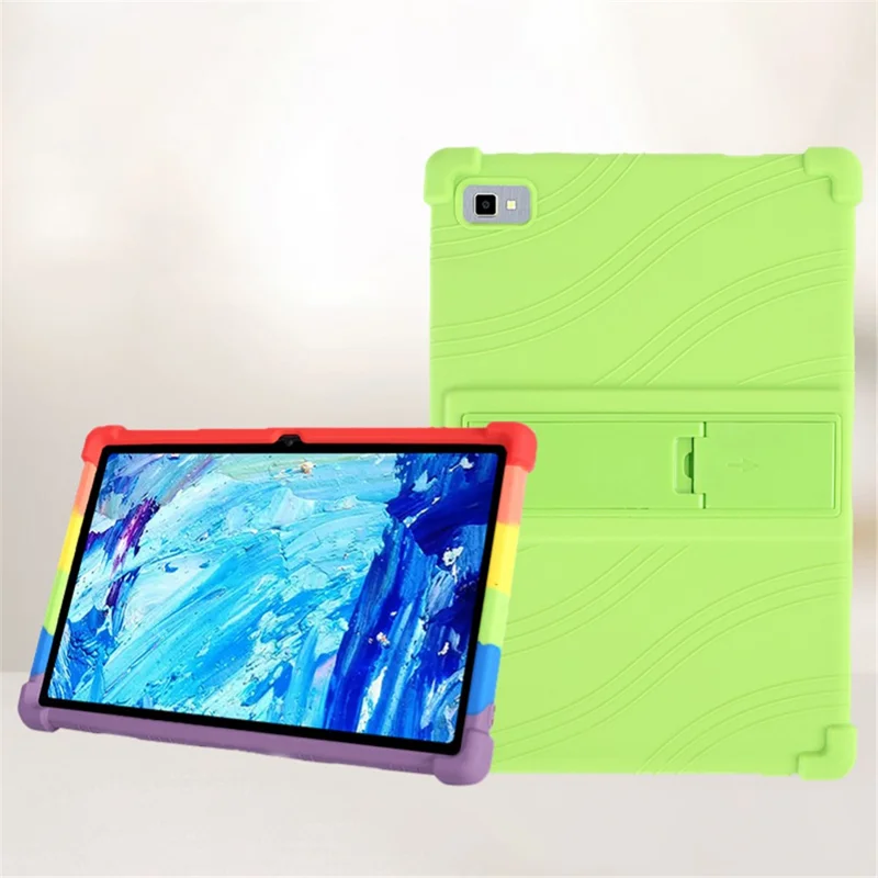 Tablet Case for Blackview Tab 8E 10.1" Silicone+PC Drop Resistant Protective Cover with Kickstand - Red