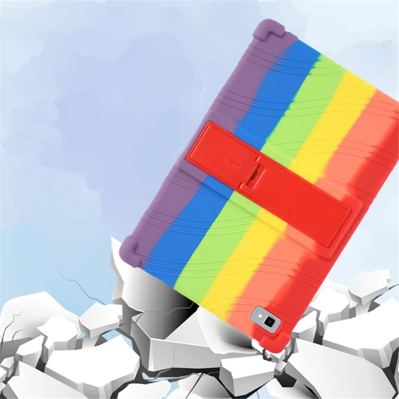 Tablet Case for Blackview Tab 8E 10.1" Silicone+PC Drop Resistant Protective Cover with Kickstand - Red