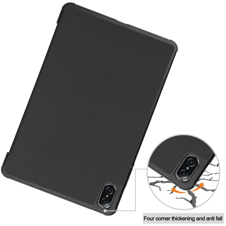 For Honor Pad V8 Tri-fold Stand Tablet Case PU Leather Full Protective Cover with Auto Sleep / Wake - Schwarz