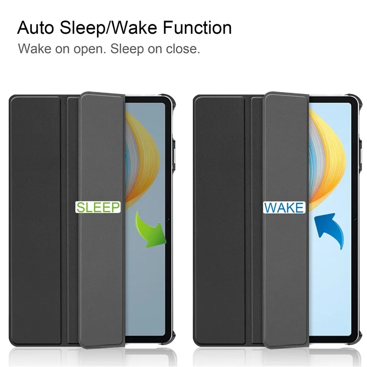 For Honor Pad V8 Tri-fold Stand Tablet Case PU Leather Full Protective Cover with Auto Sleep / Wake - Schwarz