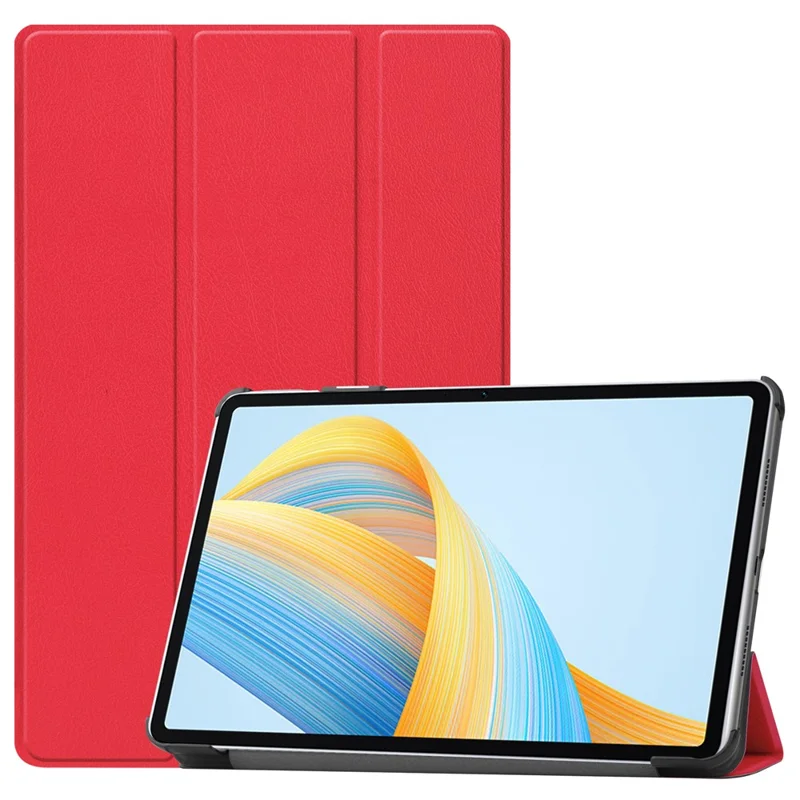 For Honor Pad V8 Tri-fold Stand Tablet Case PU Leather Full Protective Cover with Auto Sleep / Wake - Red