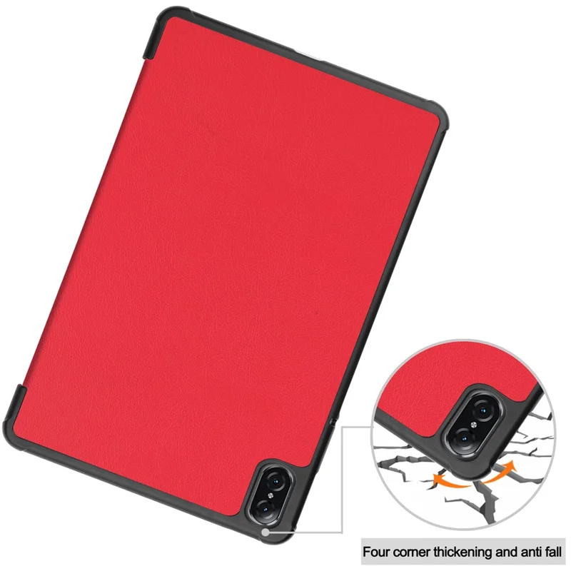 For Honor Pad V8 Tri-fold Stand Tablet Case PU Leather Full Protective Cover with Auto Sleep / Wake - Red