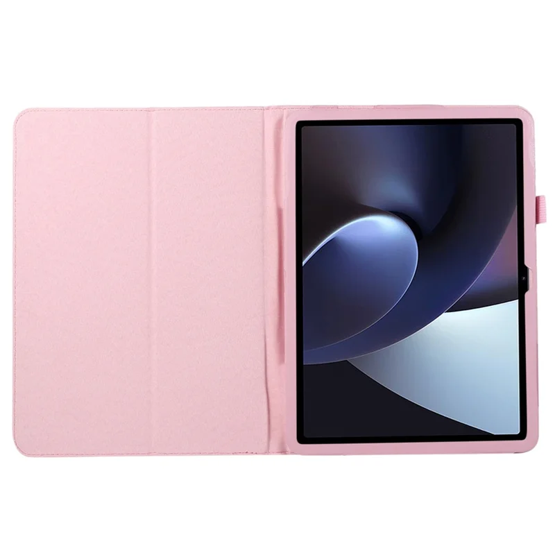 For OnePlus Pad PU Leather Tablet Case Litchi Texture Bi-fold Stand Tablet Cover - Pink
