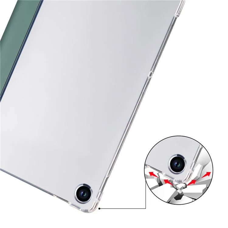Pour Lenovo Tab M10 Plus (3e génération) Étui de support tri-plié Coque transparente Flip Cover en cuir PU avec porte-crayon - Vert minuit
