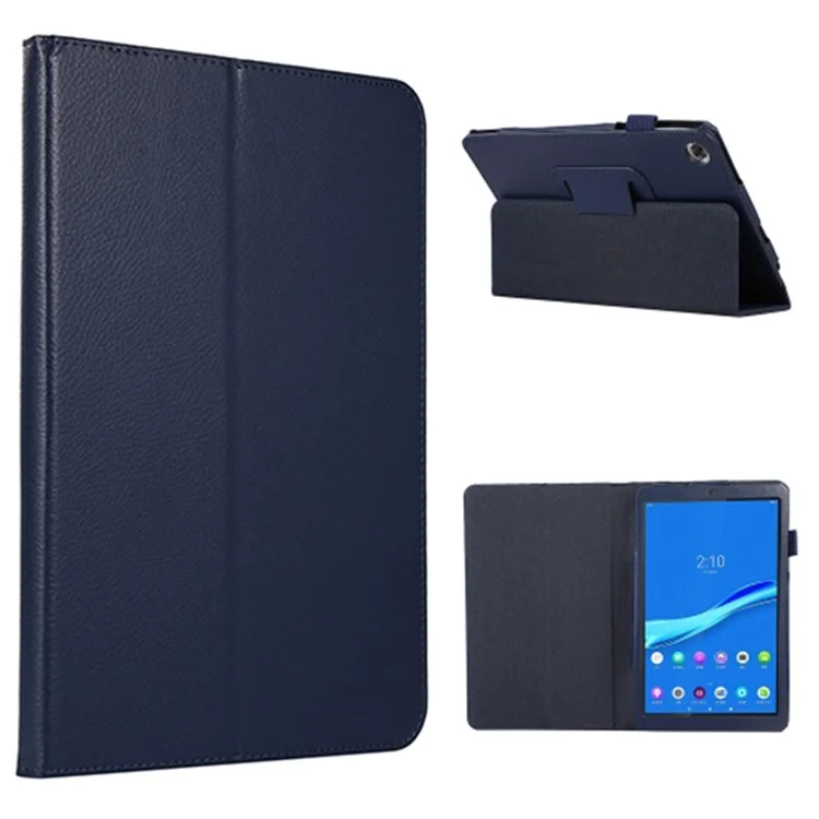 PU Leather Flip Cover for Lenovo Tab M8 (4th Gen) 2024 TB-301XU / M8 (4th Gen) 2023 TB-300FU Litchi Texture Tablet Case Stand - Dark Blue