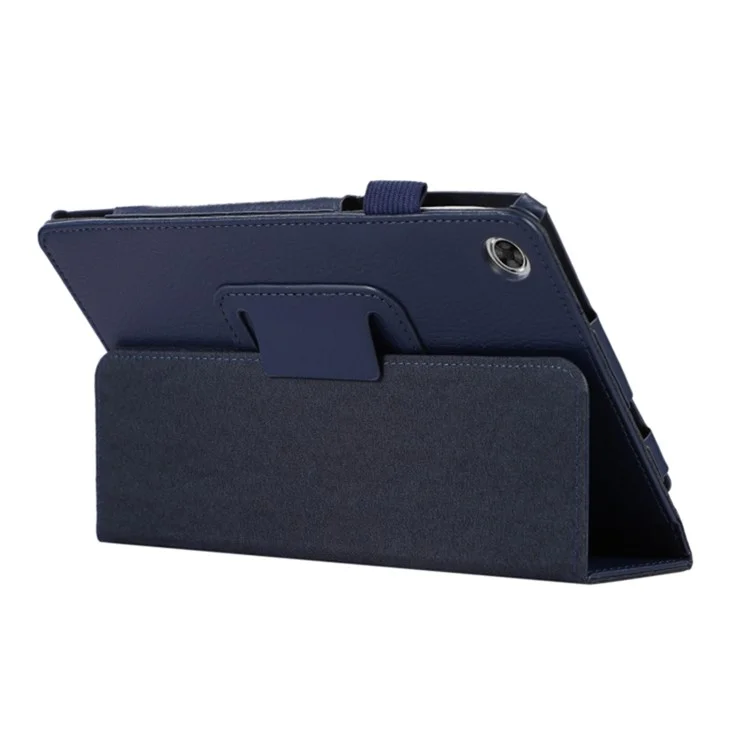 PU Leather Flip Cover for Lenovo Tab M8 (4th Gen) 2024 TB-301XU / M8 (4th Gen) 2023 TB-300FU Litchi Texture Tablet Case Stand - Dark Blue