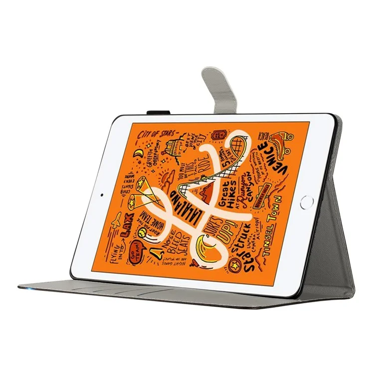 Para iPad Mini / Mini 2 / mini 3 / mini 4 / mini (2019) 7.9 polegadas Padrão de Impressão Caso de Tablet Anti-Drop PU Leather Flip Cover - Borboleta Fluorescente