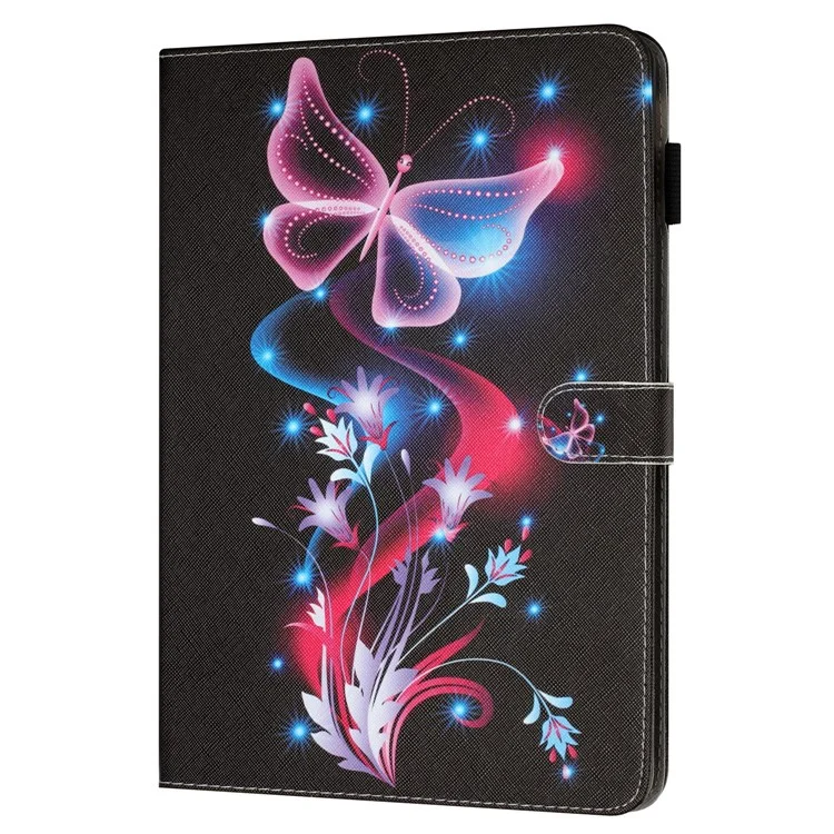 Para iPad Mini / Mini 2 / mini 3 / mini 4 / mini (2019) 7.9 polegadas Padrão de Impressão Caso de Tablet Anti-Drop PU Leather Flip Cover - Borboleta Fluorescente