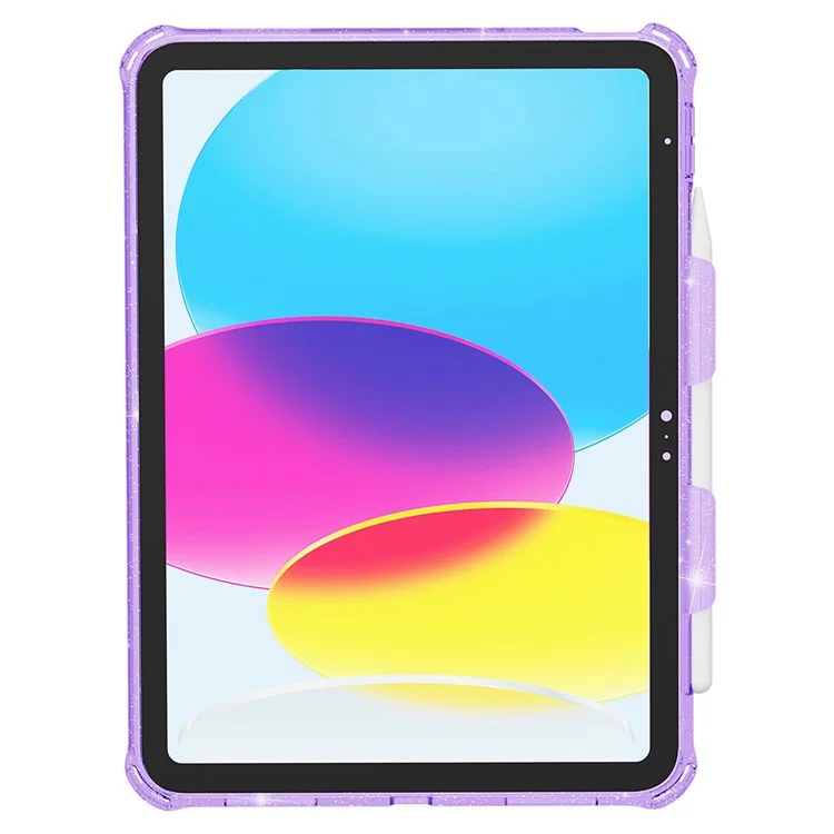 For iPad Pro 11 (2018) / (2020) / (2021) / (2022) TPU+PC Tablet Case Rotary Hand Strap Kickstand Tablet Cover - Glitter Purple