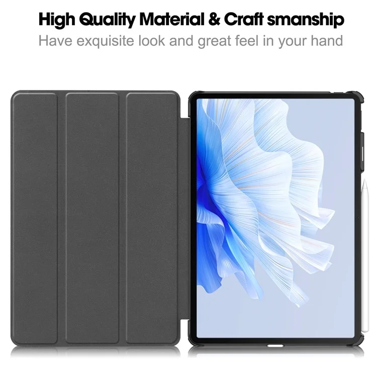 Custodia per tablet per Huawei MatePad Air 11.5 pollici (2023) con supporto pieghevole a tre ante, risveglio automatico / sospensione, in pelle PU con protezione completa - Nero