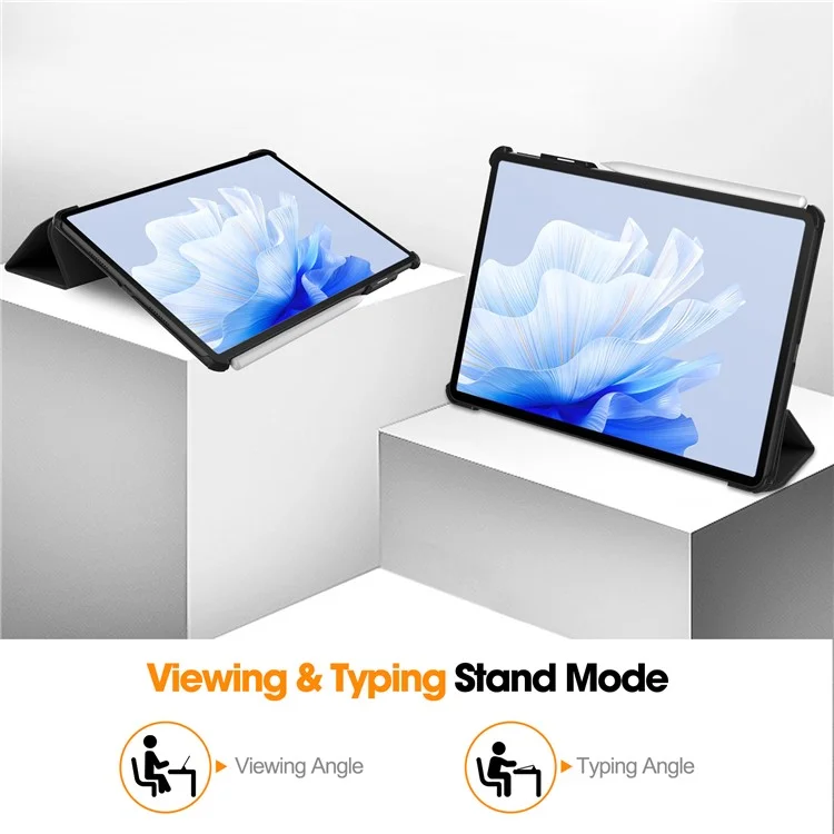 Custodia per tablet per Huawei MatePad Air 11.5 pollici (2023) con supporto pieghevole a tre ante, risveglio automatico / sospensione, in pelle PU con protezione completa - Nero