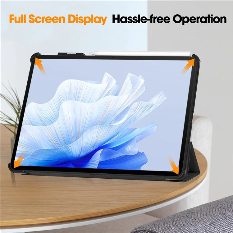 Custodia per tablet per Huawei MatePad Air 11.5 pollici (2023) con supporto pieghevole a tre ante, risveglio automatico / sospensione, in pelle PU con protezione completa - Nero