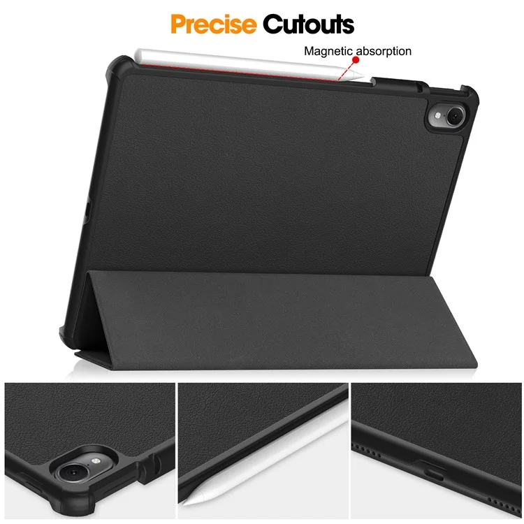 Custodia per tablet per Huawei MatePad Air 11.5 pollici (2023) con supporto pieghevole a tre ante, risveglio automatico / sospensione, in pelle PU con protezione completa - Nero