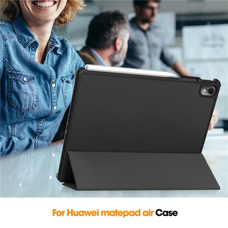 Custodia per tablet per Huawei MatePad Air 11.5 pollici (2023) con supporto pieghevole a tre ante, risveglio automatico / sospensione, in pelle PU con protezione completa - Nero