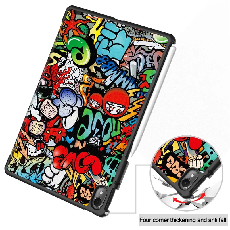 For Huawei MatePad Air 11.5 inch (2023) Auto Wake / Sleep Trifold Stand Tablet Case PU Leather Pattern Printed Cover - Graffiti