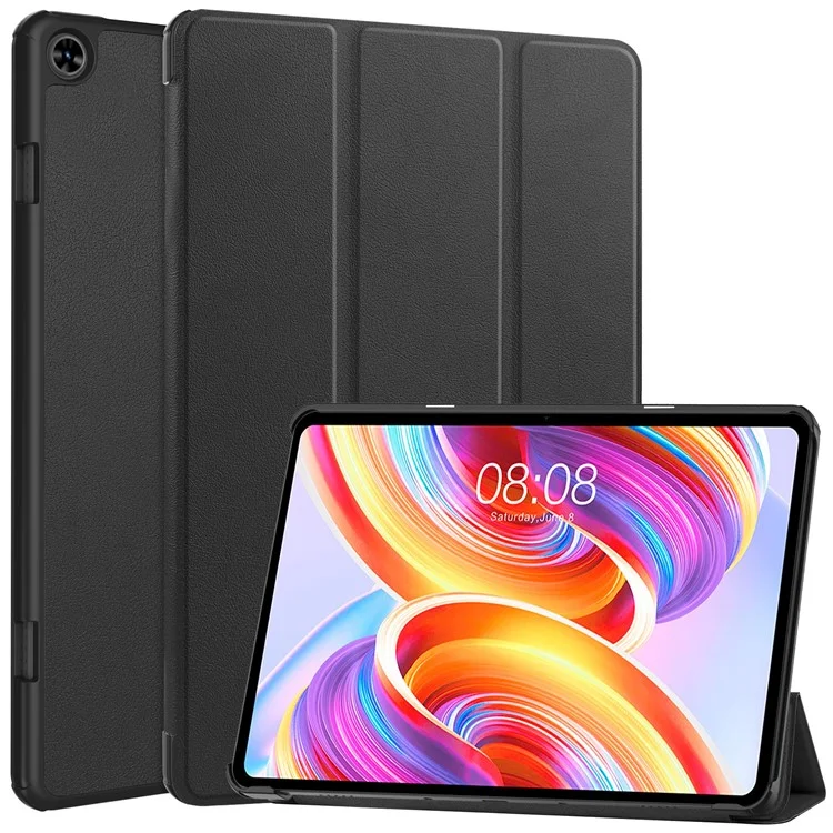 Per Teclast T50 Tri-fold Stand Shell Auto Sleep / Wake Tablet Case PU Leather Full Protective Cover - Nero